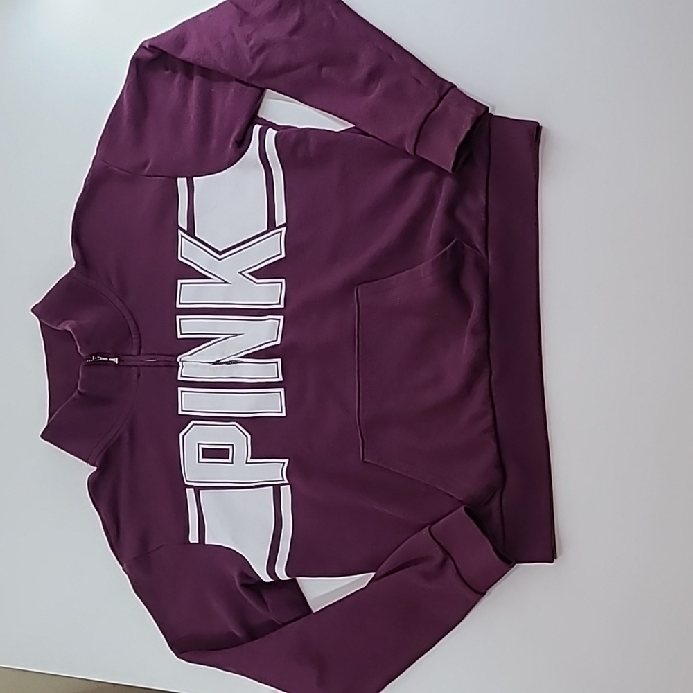 PINK Victoria's Secret Burgundy Quarter Zip Cowl Neck Sweatshirt - Size Large‎